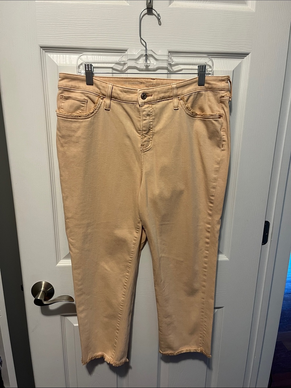 Chico's Cropped High-Rise Jeans in Light Peach